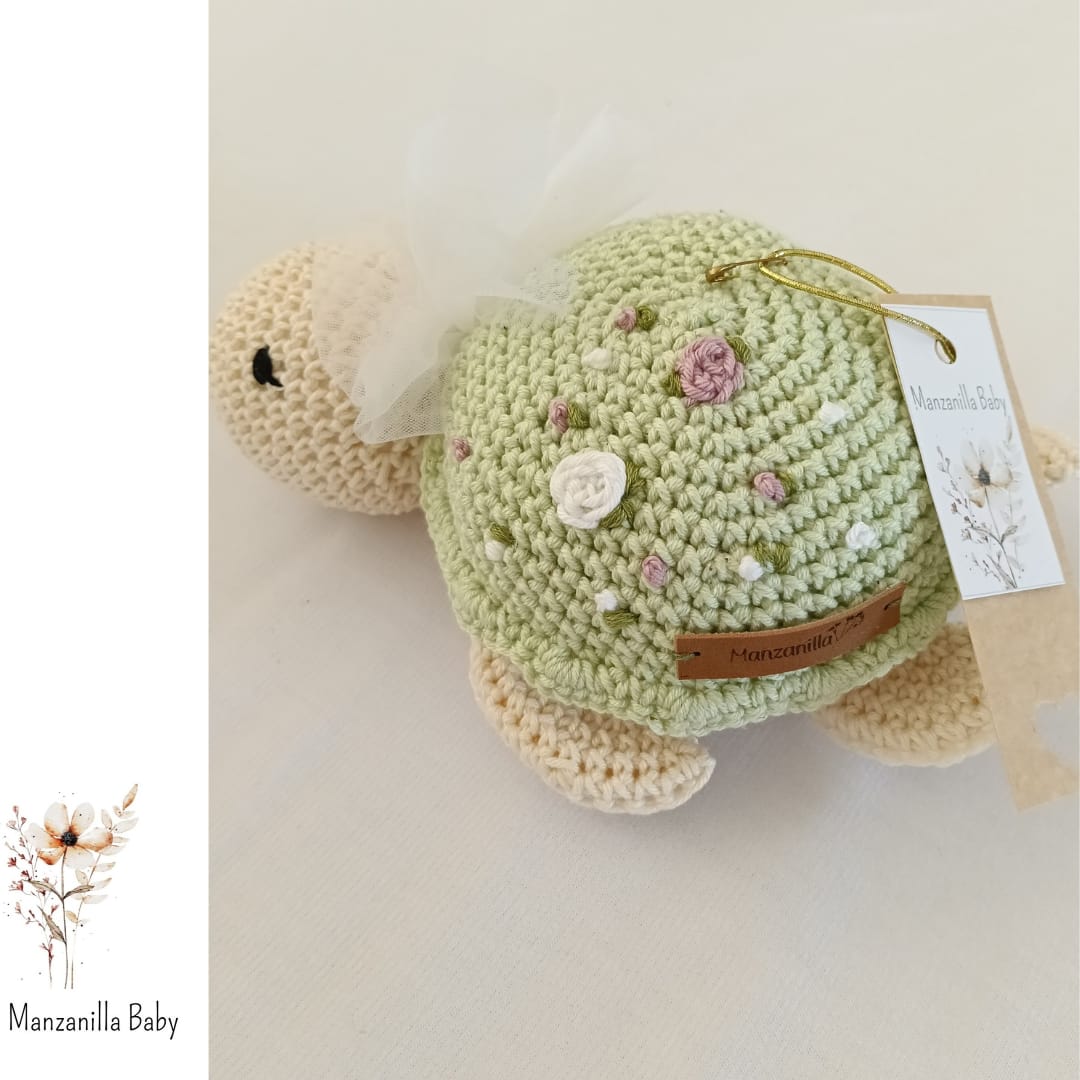 Amigurumi Tortuga Verde Agua Bordada